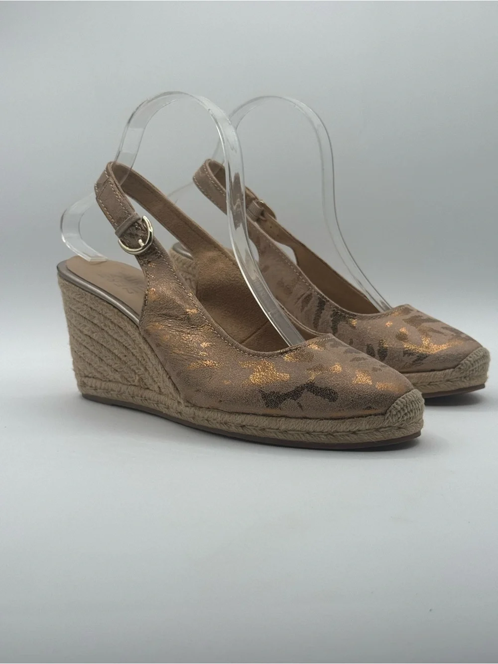 Naturalizer Metallic Floral Espadrille Wedge Slingback Shoes Closed Toes Comfort